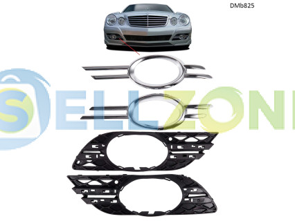 Μάσκες αλογόνου με χρωμιωμένες λωρίδες Mercedes E W211 (2007–2009) – DMb825